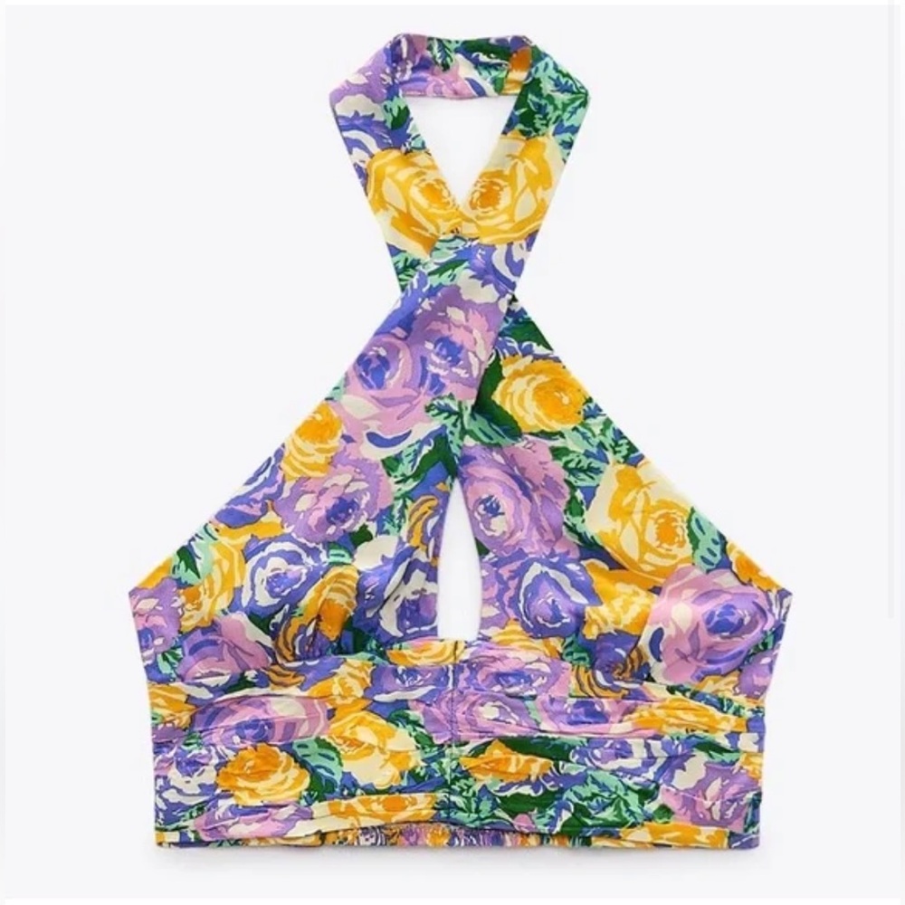 NWT Zara floral cropped Halter top